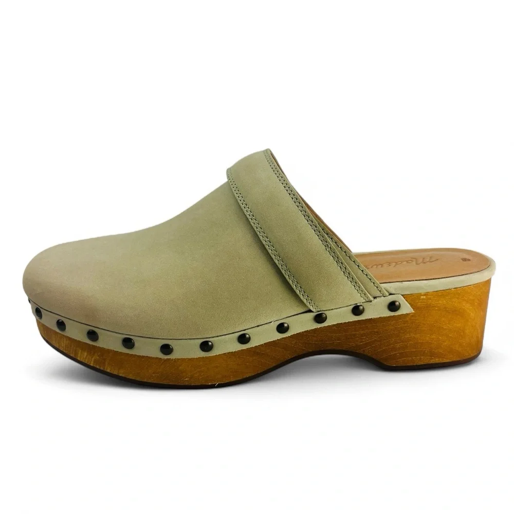 Madewell Cecily Leather Clogs Women 6.5 in Celery Green - Picture 3 of 9